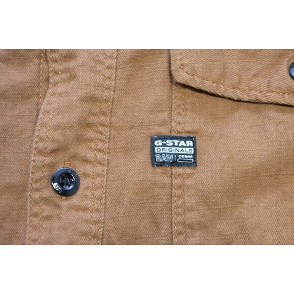 G Star Raw Button Up Shirt Front Pockets Short Sleeve Brown Mens Sz Small - Picture 7 of 11